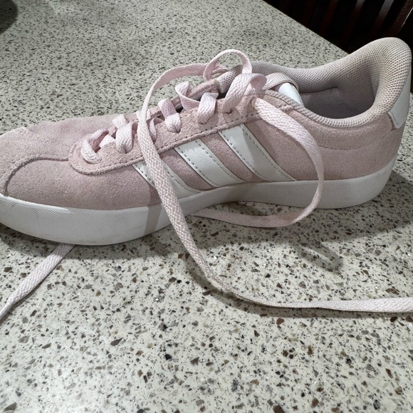 Adidas Women's Soft Pink and White Sneakers - Picture 6 of 7